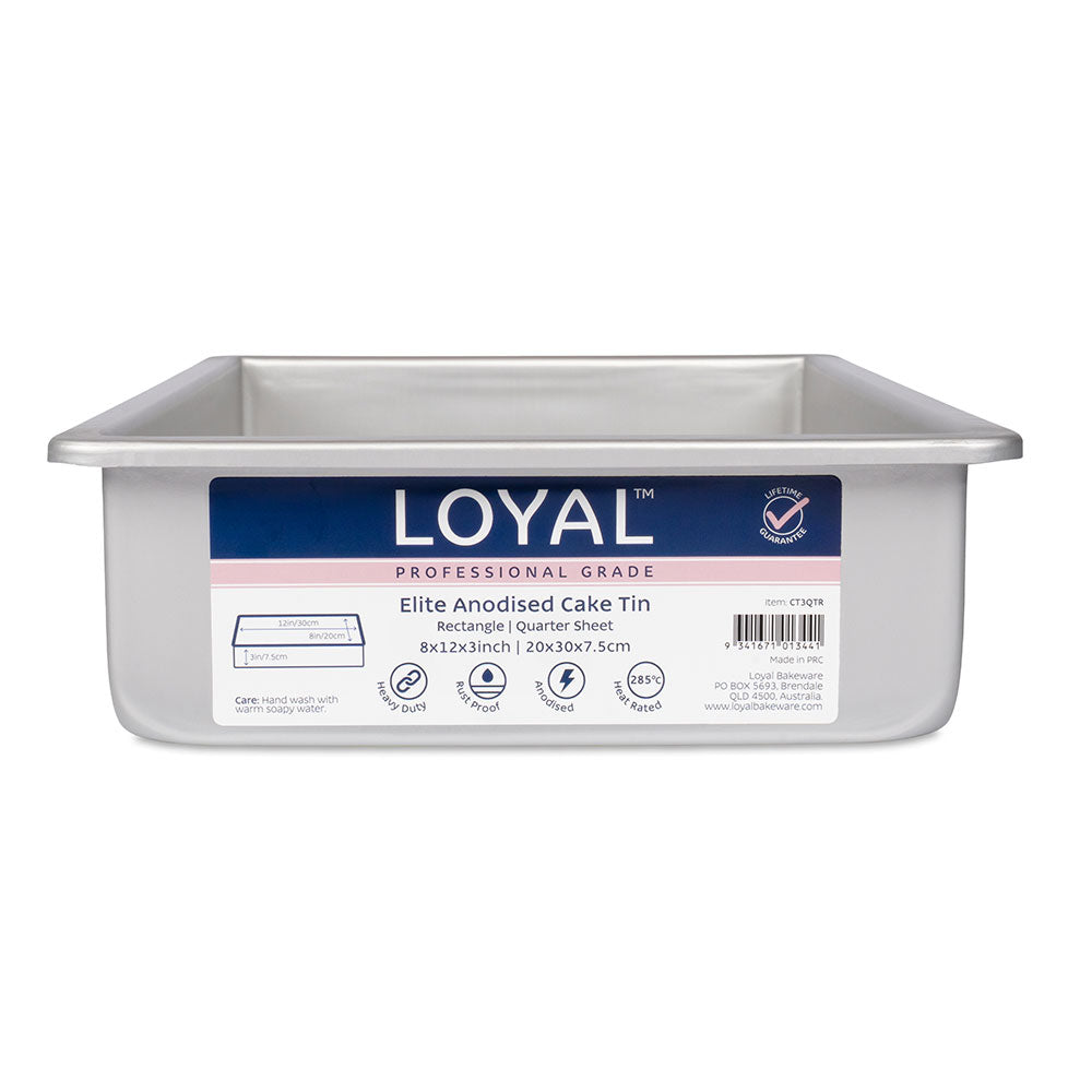LOYAL Cake Tin Quarter Slab 8" x 12" x 3" (20cm x 30cm x 7.5cm)