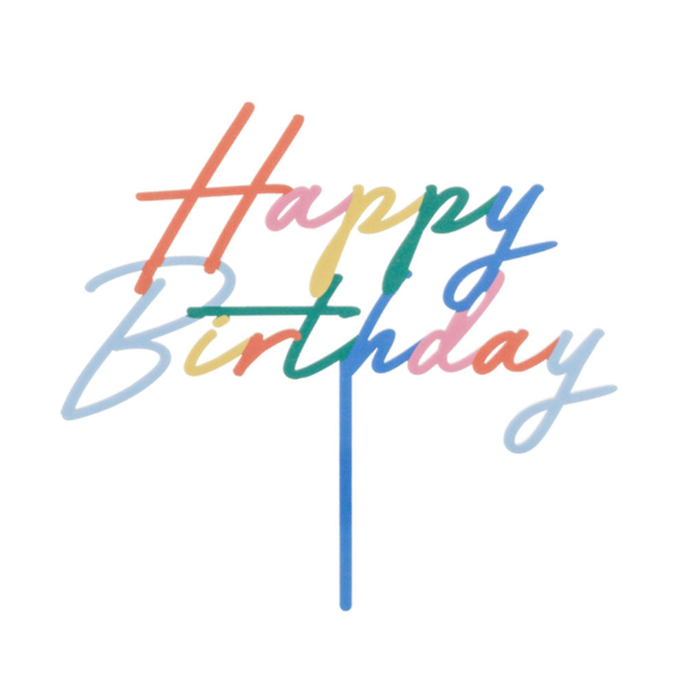 Rainbow Happy Birthday Acrylic Cake Topper