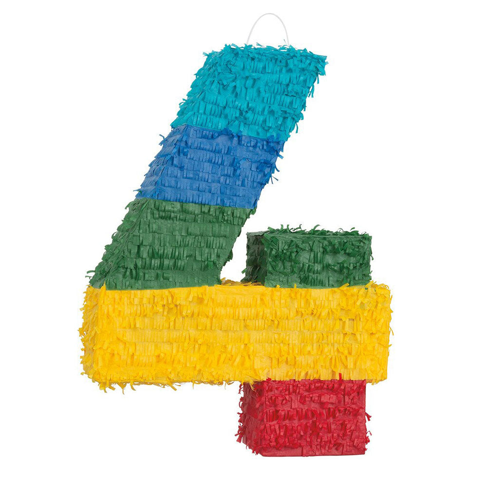 Rainbow Number 4 Pinata