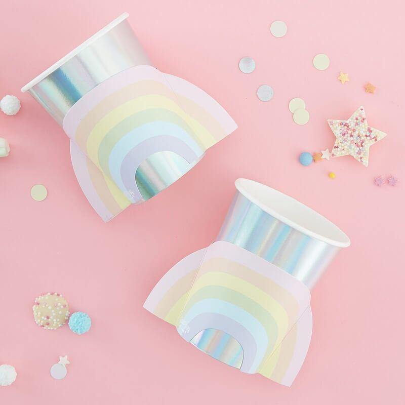 Pastel and Iridescent Rainbow Cups 8pk