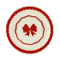 Red & Beige Bow Plates 6pk
