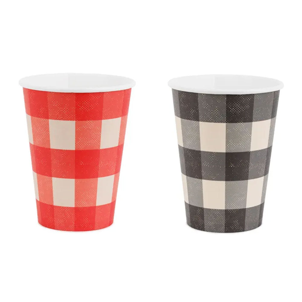 Red & Black Gingham Large Cups 6pk