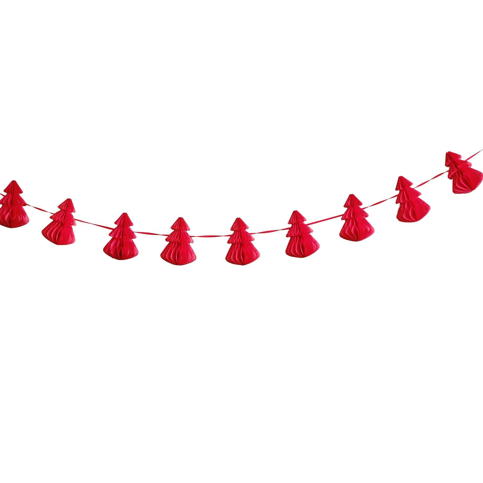 Red Tree Honeycomb Christmas Garland