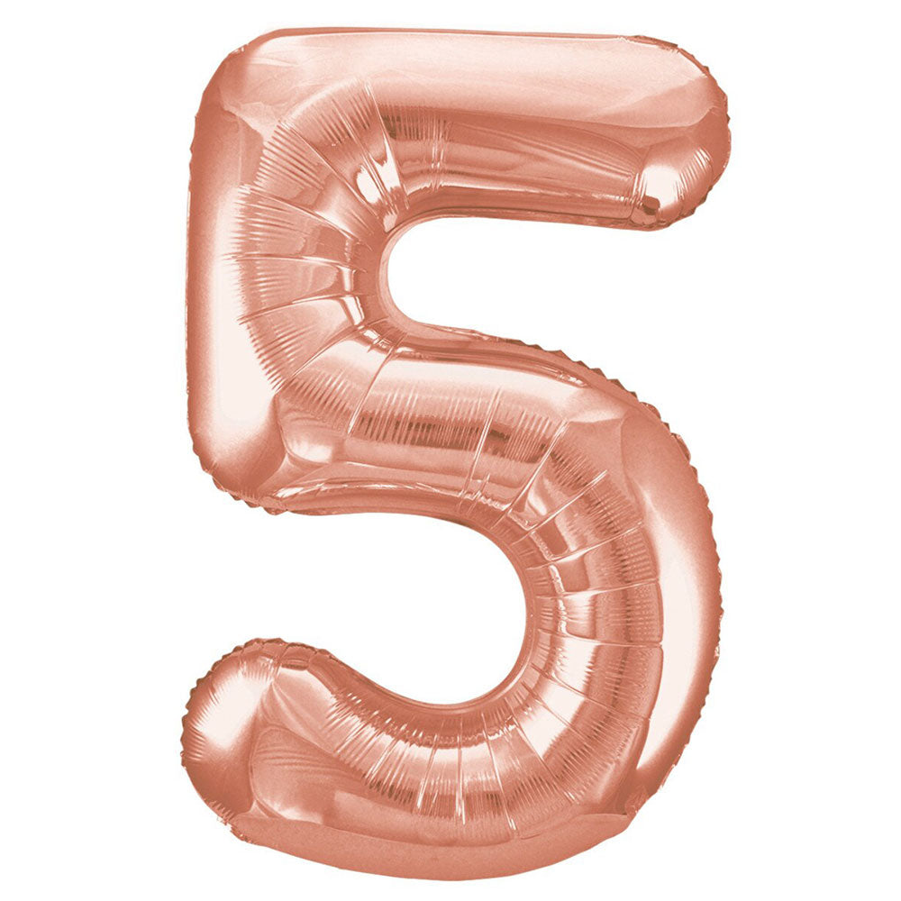 Rose Gold Giant Foil Number Balloon - 5