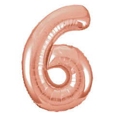 Rose Gold Giant Foil Number Balloon - 6
