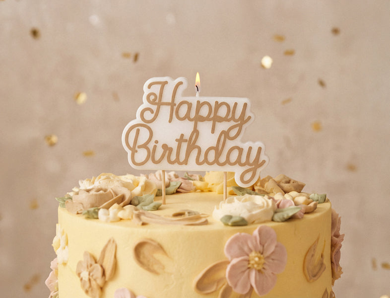 Gold Happy Birthday Candles