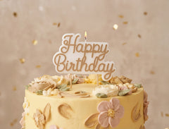 Gold Happy Birthday Candles