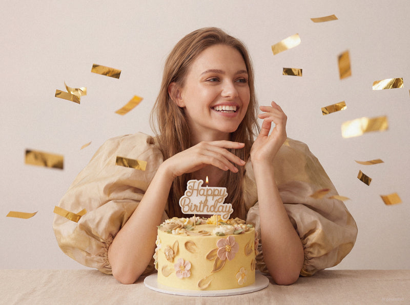 Gold Happy Birthday Candles