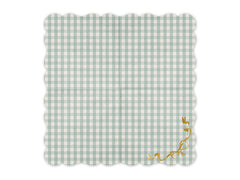 Green Gingham Bow Scalloped Napkins 12pk