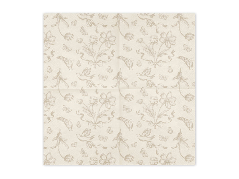 Beige Flower Napkins 12pk