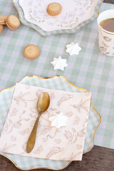 Beige Flower Napkins 12pk