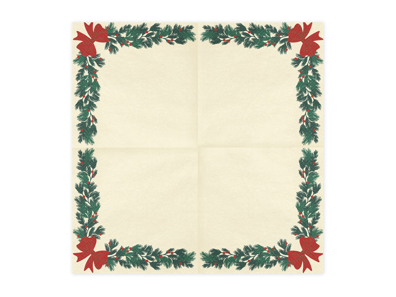 Festive Garland & Bow Christmas Napkins 20pk