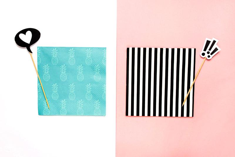 Black Striped Napkins 20pk