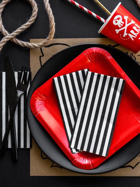 Black Striped Napkins 20pk