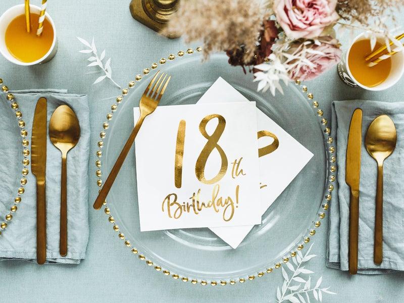 White & Gold 18th Birthday Napkins 20pk