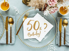 White & Gold 50th Birthday Napkins 20pk