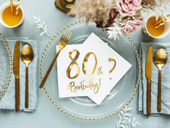 White & Gold 80th Birthday Napkins 20pk