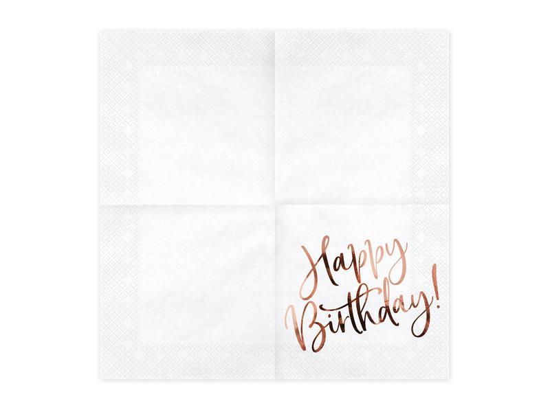 Rose Gold Happy Birthday Napkins 20pk