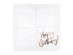 Rose Gold Happy Birthday Napkins 20pk