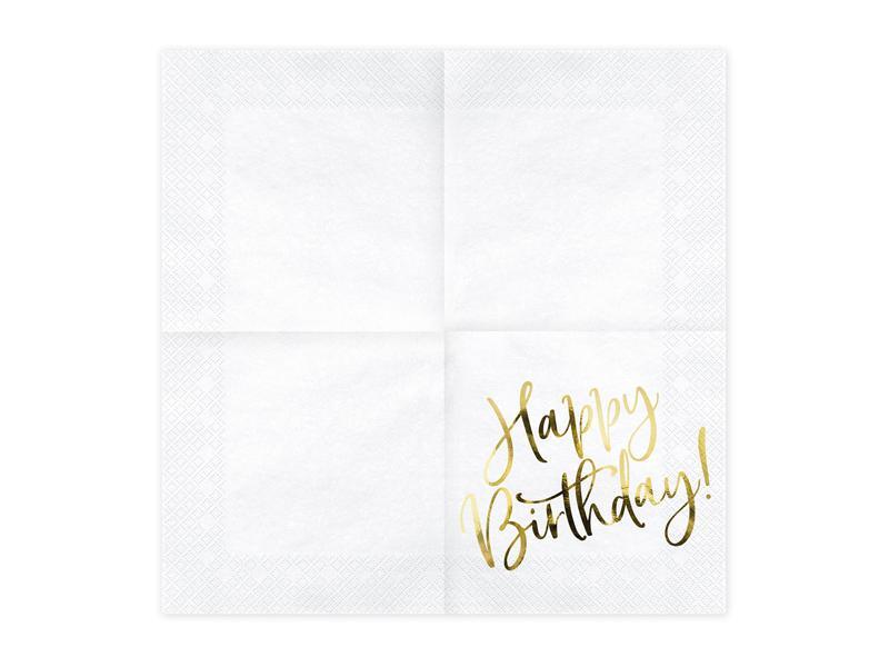 Gold Happy Birthday Napkins 20pk