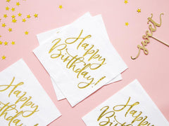 Gold Happy Birthday Napkins 20pk