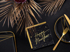 Black Happy New Year Napkins 20pk