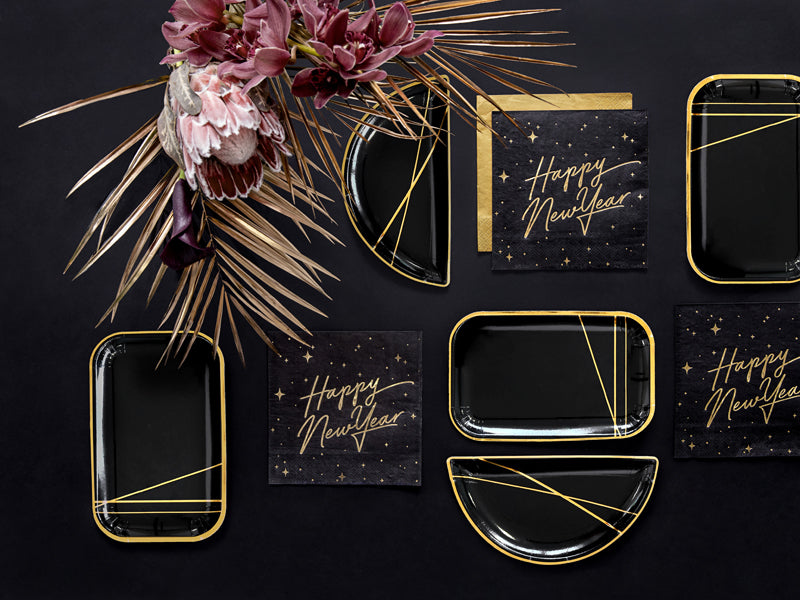 Black Happy New Year Napkins 20pk