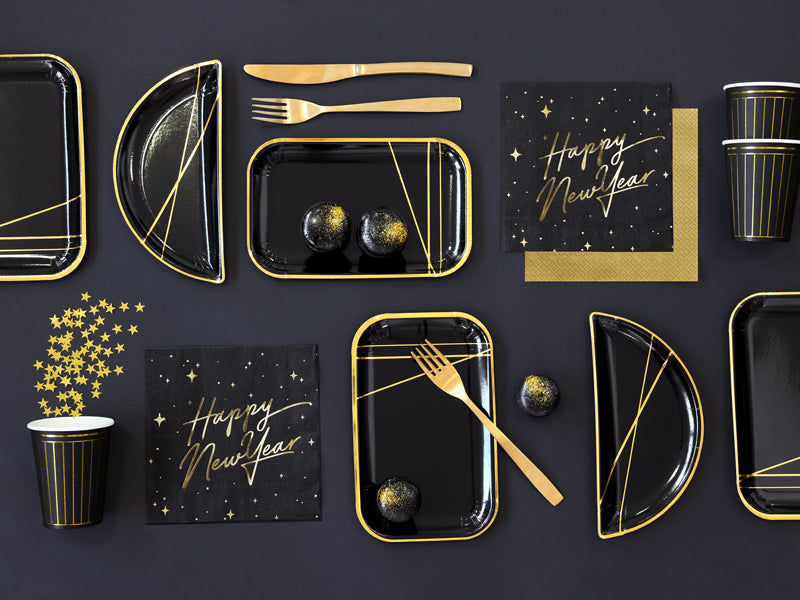Black Happy New Year Napkins 20pk