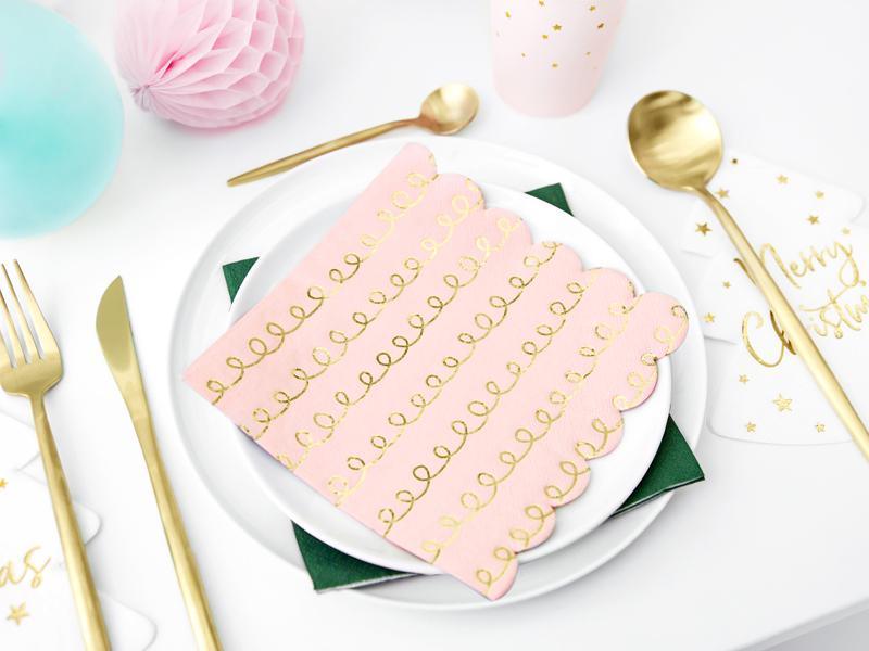 Pink Gold Spiral Napkins 20pk