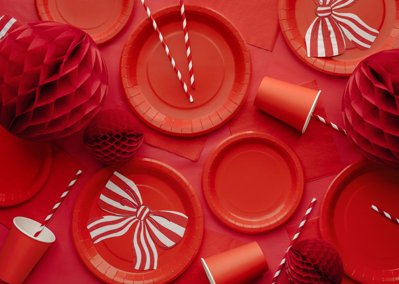 Striped Red Bow Napkins 12pk