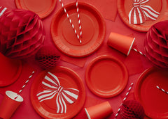 Striped Red Bow Napkins 12pk