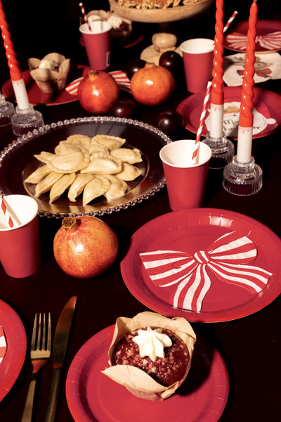Striped Red Bow Napkins 12pk