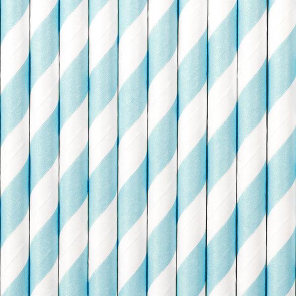 Sky-Blue Striped Straws 10pk