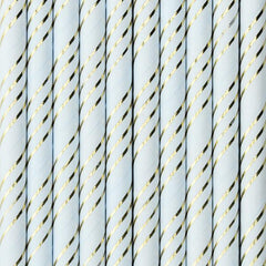 Light Blue & Gold Straws 10pk