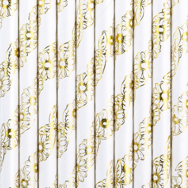 Gold Daisy Straws 10pk