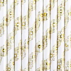 Gold Daisy Straws 10pk