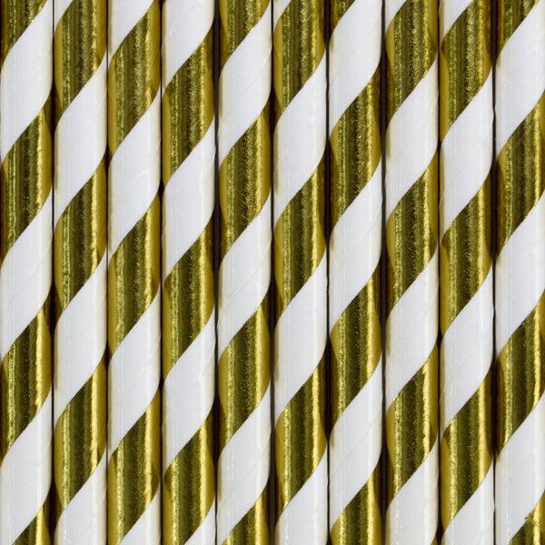 Gold Striped Straws 10pk