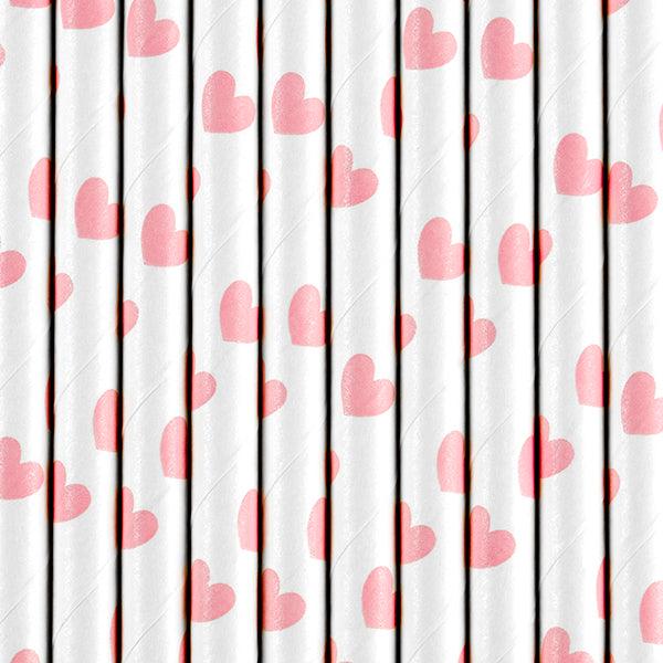 Light Pink Heart Straws 10pk