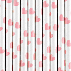 Light Pink Heart Straws 10pk