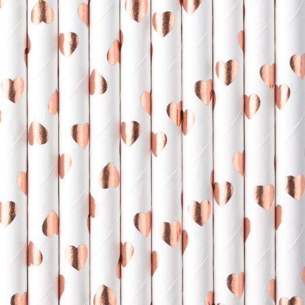 Rose Gold Heart Straws 10pk