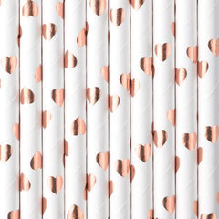 Rose Gold Heart Straws 10pk