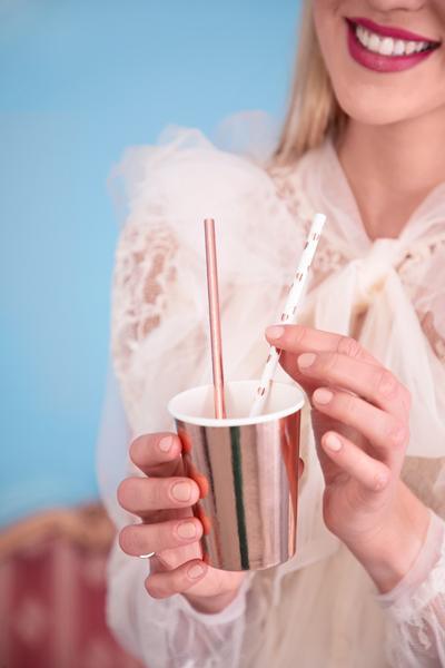 Rose Gold Heart Straws 10pk