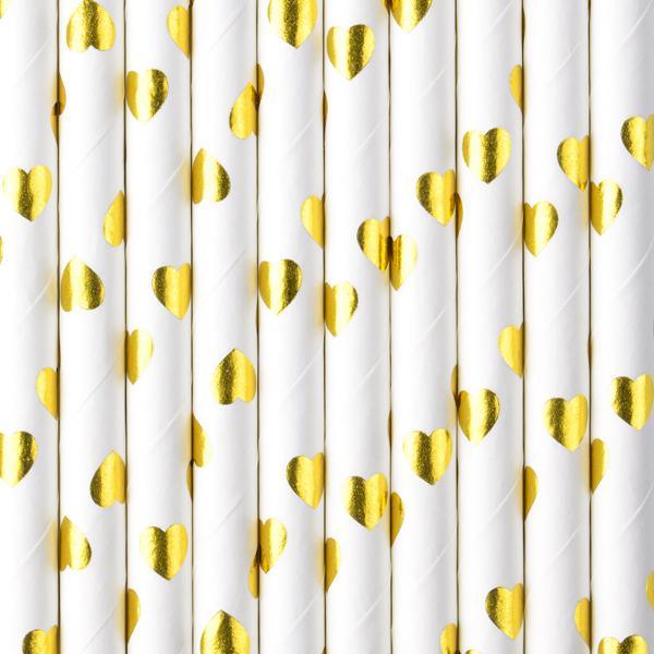 Gold Heart Straws 10pk