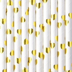 Gold Heart Straws 10pk