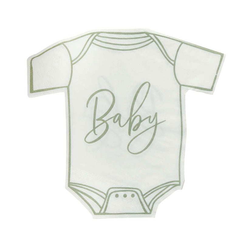 Sage Onesie Shaped Napkins 16pk