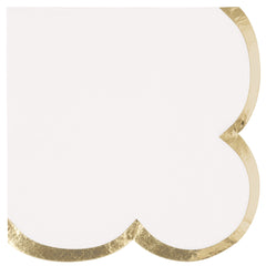 White With Gold Scalloped Edge Napkins