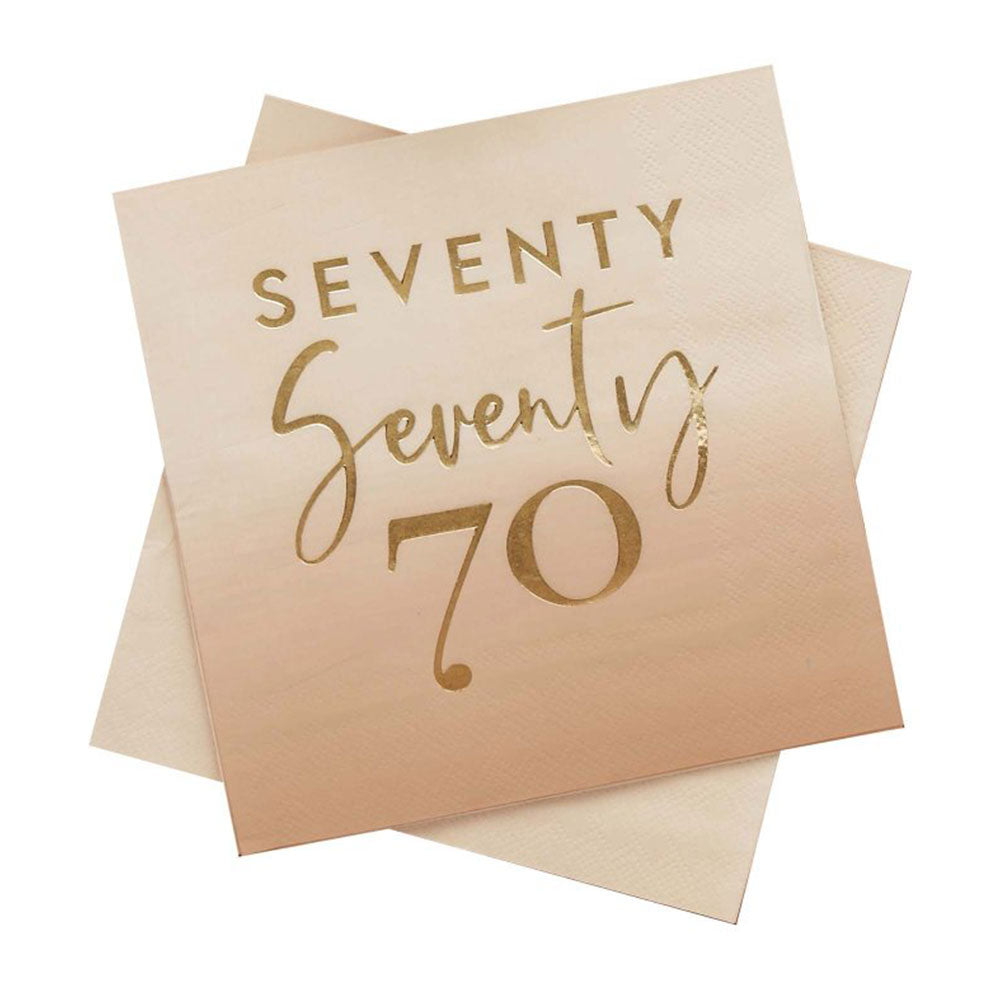 Gold Foiled Seventy Napkins 16pk