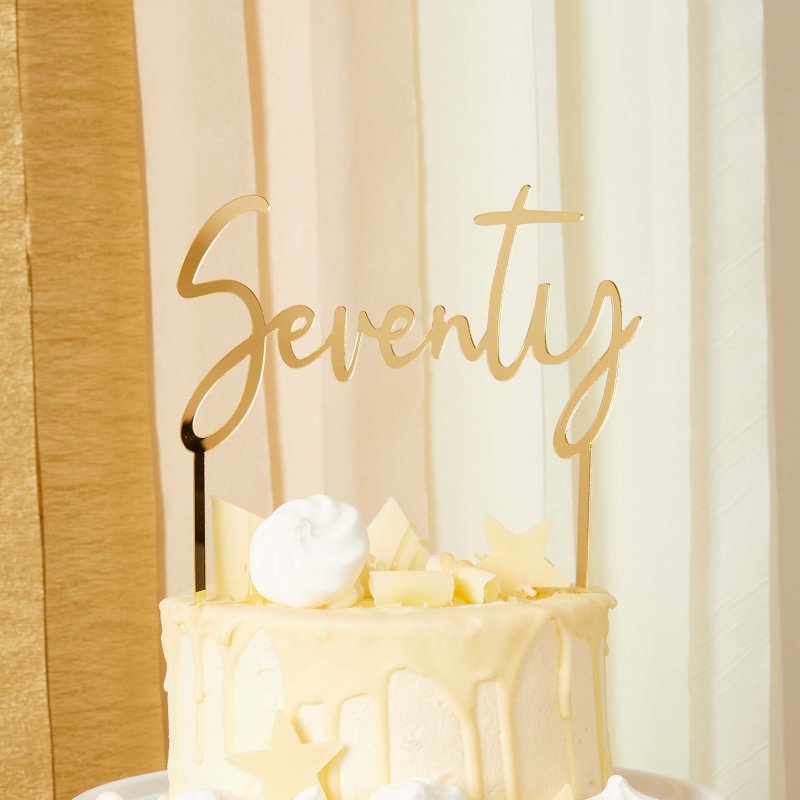 Gold Seventy Acrylic Cake Topper