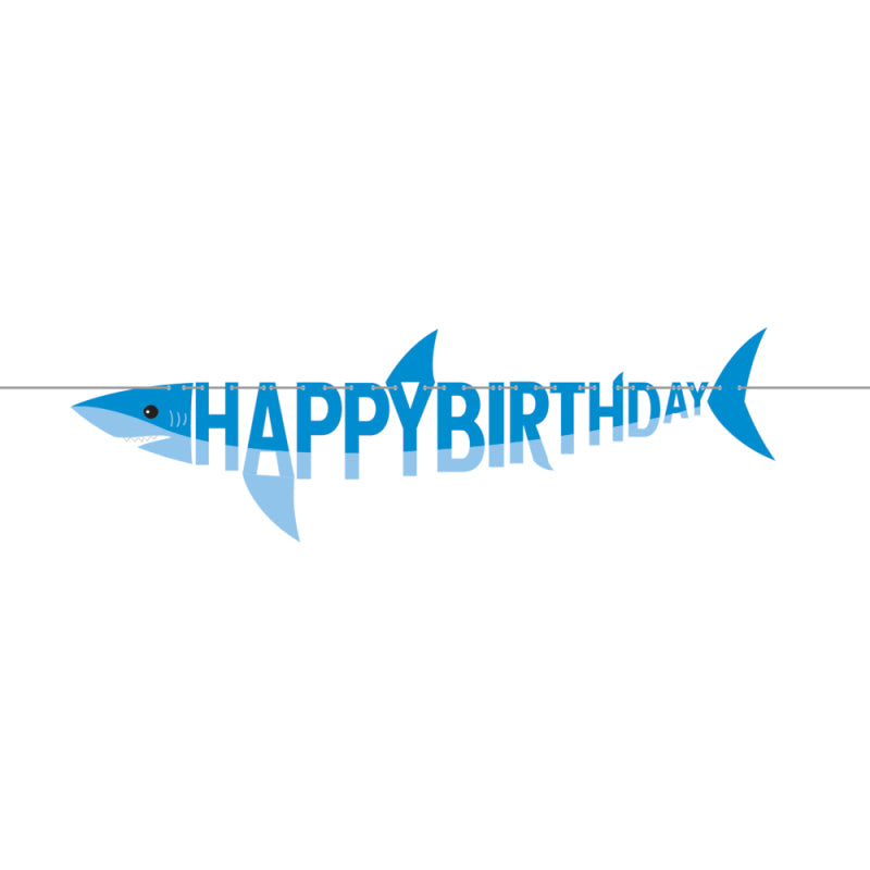 Shark Shaped Happy Birthday Ribbon Banner