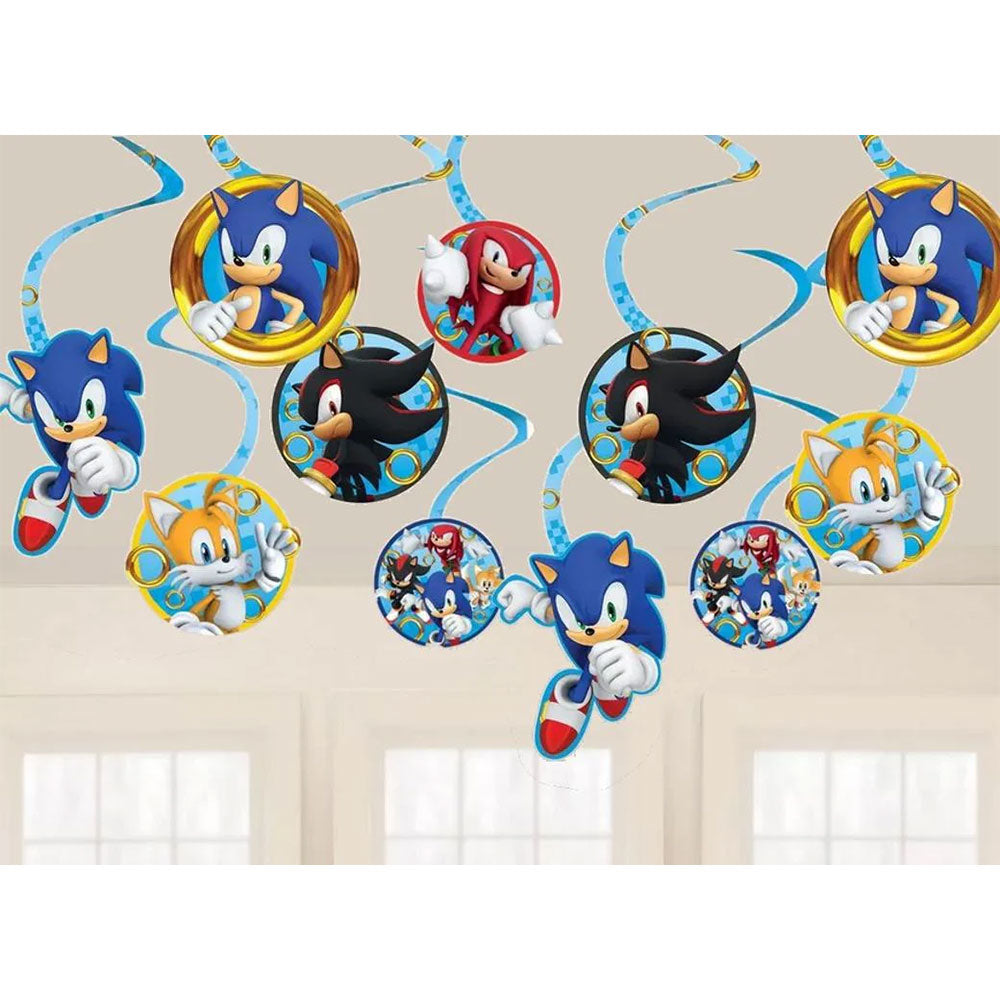 Sonic the Hedgehog Spiral Swirls Hanging Decorations 12pk